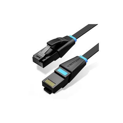 Патч-корд 1м, UTP cat 6 RJ-45 flat black Vention (IBJBF)