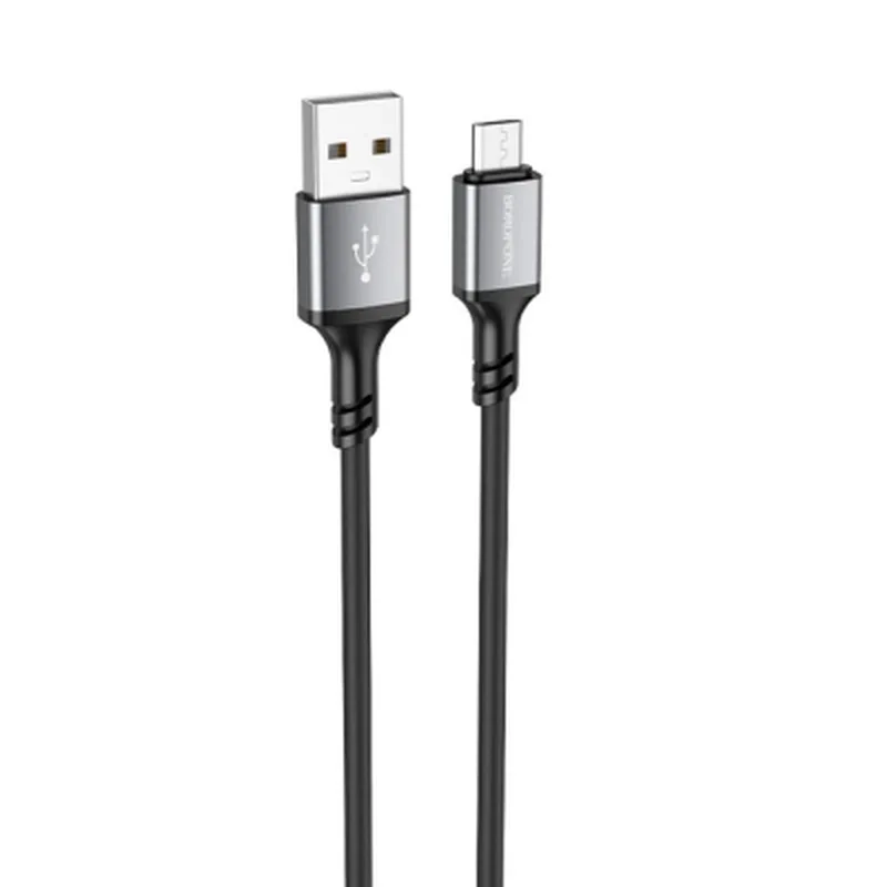 Дата кабель USB 2.0 AM to Micro 5P 1.0m silicone black BOROFONE (6974443386387)