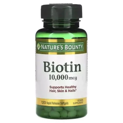 Вітамін Nature's Bounty Біотин швидкого вивільнення, 10000 мкг, Biotin, 120 гелевих (NRT-51697)