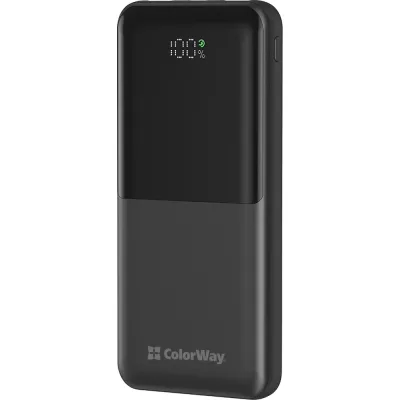 Батарея універсальна ColorWay 10 000 mAh PD/22.5W, QC/3.0, LCD, Black (CW-PB100LPB3BK-PDD)