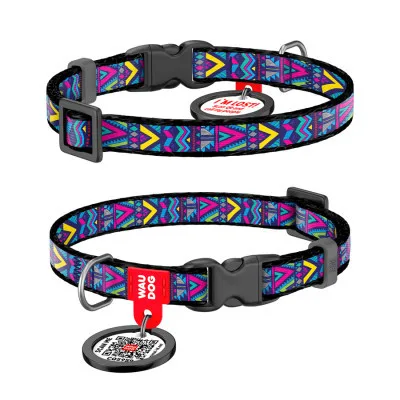 Нашийник для тварин WAUDOG Nylon з QR паспортом "Інді" пластиковий фастекс XXL (284-0016)