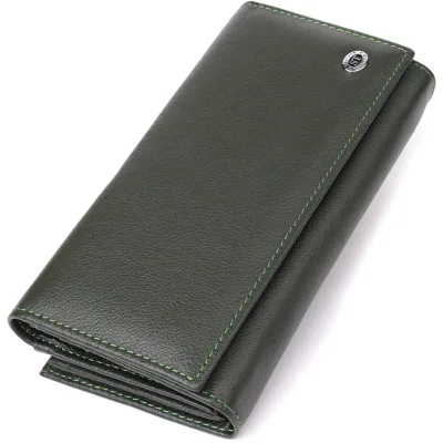 Гаманець ST Leather З натуральної шкіри Зелений (23115)