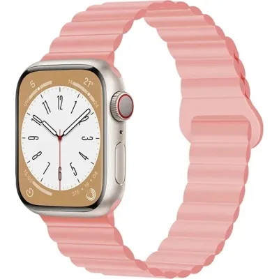 Ремінець до смарт-годинника Drobak Silicone Magnetic Link для Apple Watch All Series Ultra 2 49/45/44/42mm Pink sand (898928)