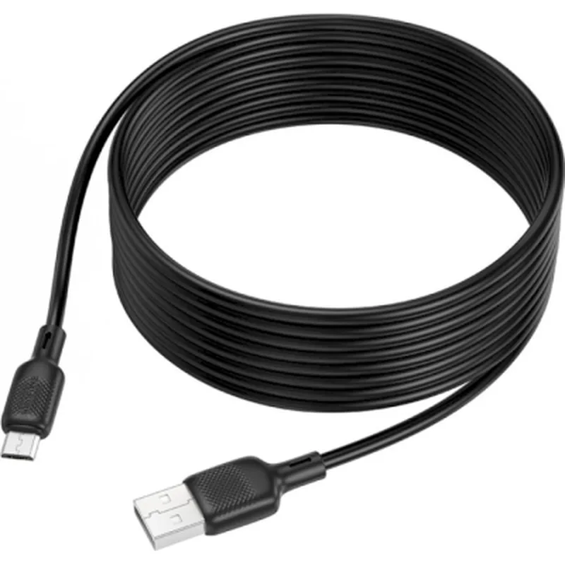 Кабель BOROFONE BX113 Lenny silicone charging data cable Micro(L=3M) Black (6941991115547)