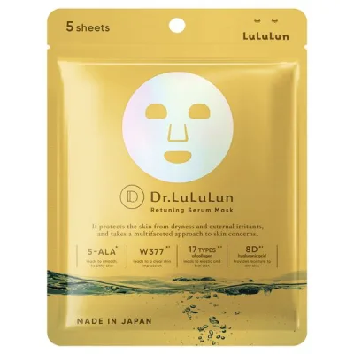 Маска для обличчя Lululun Retuning Serum Mask Сироваткова з 5-ALA кислотою 5 шт. (4580794012343)