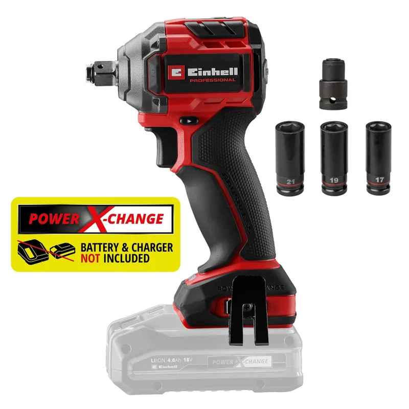 Гайковерт Einhell Professional TP-CW 18/260-C Li BL - Solo 18V, безщітковий, 260Нм 0-2700об/хв, 0.95кг (без АКБ та (4510090)