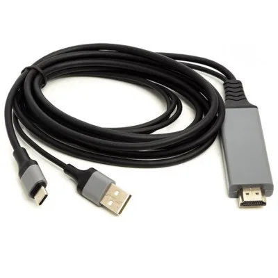 Кабель мультимедійний HDMI M to USB-C + USB2.0 AM 1.0m PowerPlant (CA912025)