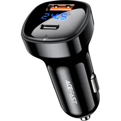 Зарядний пристрій Acefast 2xUSB 66W (USB-C + USB-A) B4 with digital display (6974316280392)