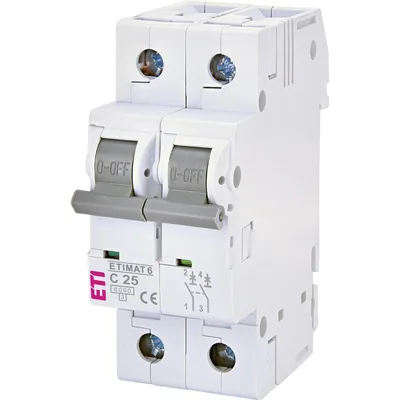 Автоматичний вимикач ETI ETIMAT 6 2p C 25А (6 kA) (2143518)