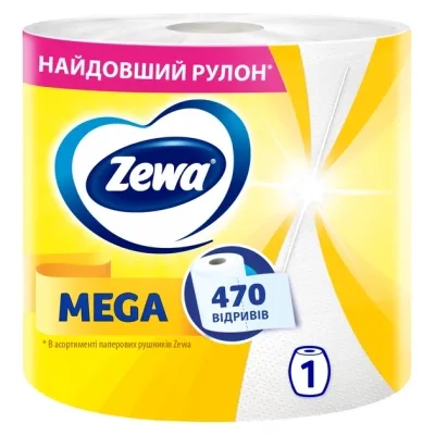 Паперові рушники Zewa Mega Roll 2 шари 470 відривів 1 рулон (7322542483046)