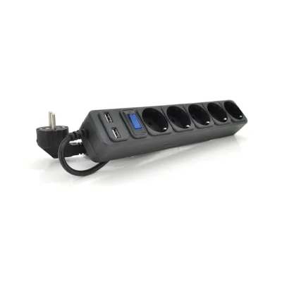 Мережевий фільтр живлення Merlion 5 розеток, 1,8 м + 2*USB (B518U)