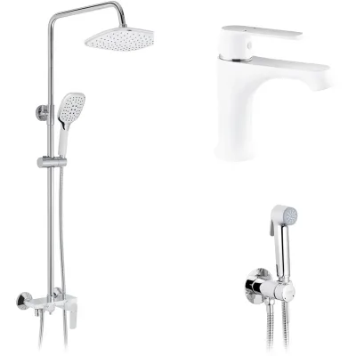 Душовий гарнітур Kroner Armada-W063 + змішувач Armada-W010 + змішувач Bidet-C082 (CVS30213)