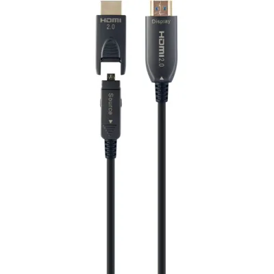 Кабель мультимедійний HDMI M to HDMI M 20.0m V2.0 AOC 4K60Hz gold Cablexpert (CCBP-HDMID-AOC-20M)