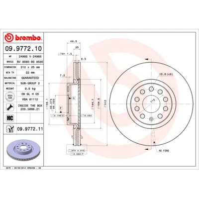 Гальмівний диск Brembo 09.9772.11 (упаковка 2 шт)