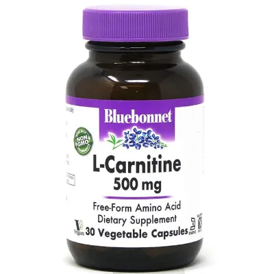 Амінокислота Bluebonnet Nutrition L-Карнітин 500 мг, L-Carnitin, 30 вегетаріанських капсул (BLB0032)