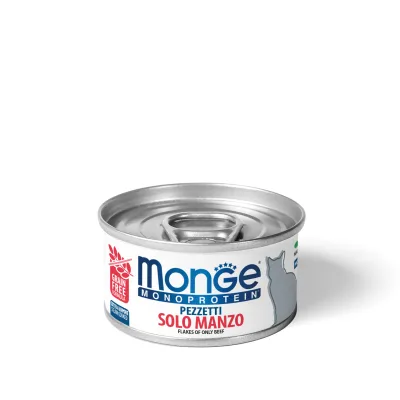 Консерви для котів Monge Cat Monoprotein м'ясні пластівці з яловичини 80 г (8009470013819)