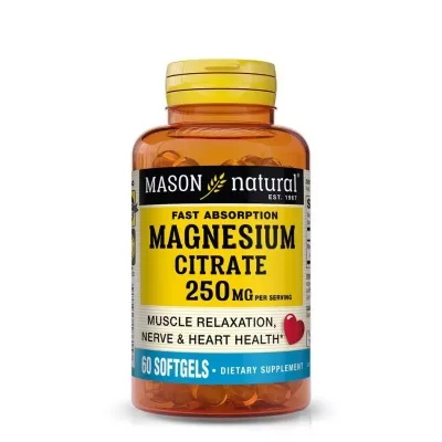 Мінерали Mason Natural Магній цитрат, 250 мг, Magnesium Citrate, 60 гелевих капсул (MAV18615)