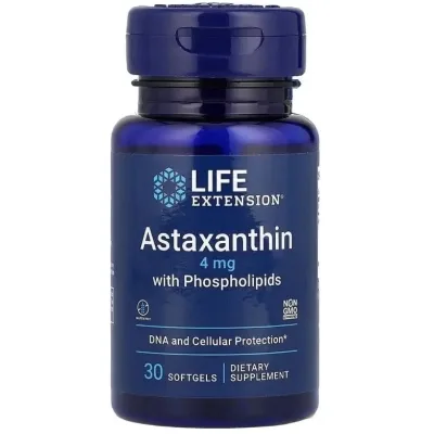 Вітамінно-мінеральний комплекс Life Extension Астаксантин з фосфоліпідами, 4 мг, Astaxanthin with Phospholipids, 30 г (LEX-19233)