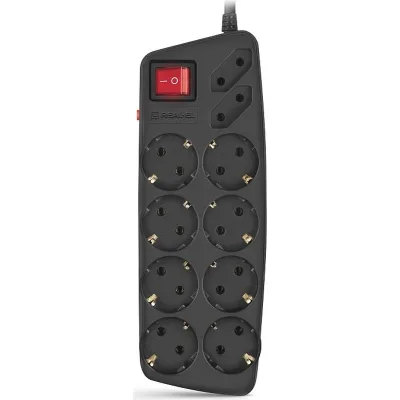 Мережевий фільтр живлення REAL-EL REAL-EL RS-10 Protect, 1.8m, black (EL122300038)