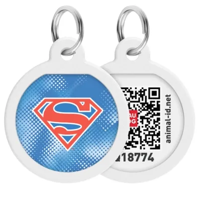 Адресник для тварин WAUDOG Smart ID з QR паспортом "Супермен ретро" коло Д 25 мм (225-1082)