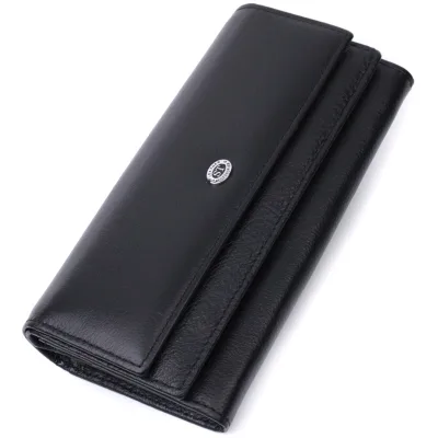 Гаманець ST Leather З натуральної шкіри Чорний (22696)