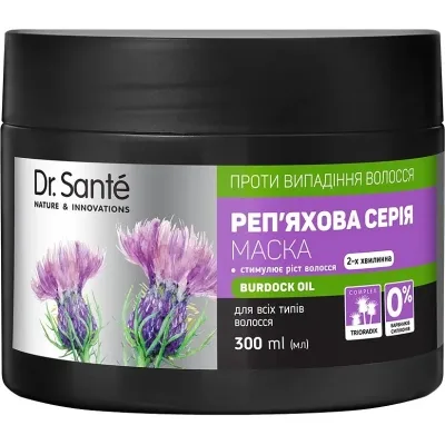 Маска для волосся Dr. Sante Реп'яхова Серія Двохвилинна Від випадіння волосся 300 мл (4823015945076)