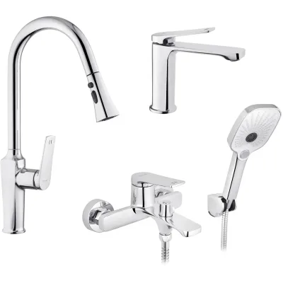 Душовий гарнітур Kroner Makon-C060 + змішувач Makon-C030-T+ змішувач Makon-C010 (CVS30155) (упаковка 3 шт)