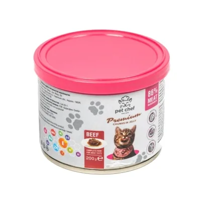 Вологий корм для кішок Pet Chef З яловичиною 200 г (4820255194042)