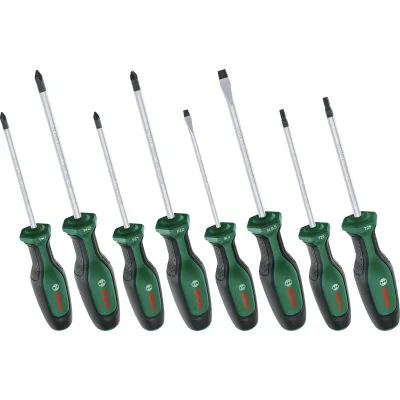 Набір викруток Bosch набір 8шт, SL 4, 6.5 мм, PH1х100 мм, PH2х125 мм, PZ1х100 мм, PZ2х125 мм, Т20х (1.600.A02.BX8)