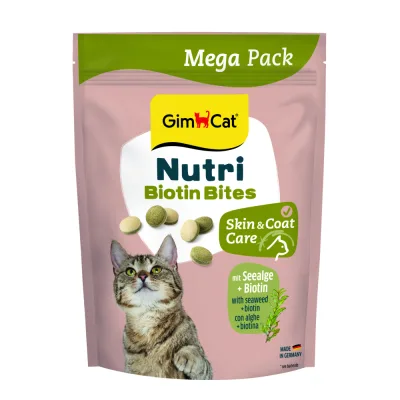 Вітаміни для котів GimCat Nutri Biotin Bites для покращення стану шерсті та шкіри з морськими водоростями 425 г (4002064419701)