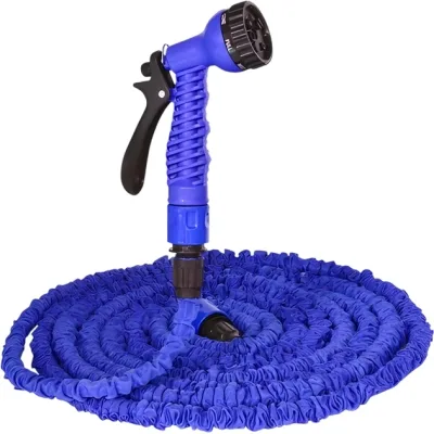 Шланг для поливу Voltronic 25-75м/250ft + розпилювач, насадка на кран, Blue/Green, Box (Garden hose 25-75)