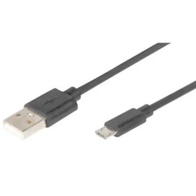 Дата кабель USB 2.0 AM to Micro 5P 1.0m black Digitus (AK-300127-010-S)