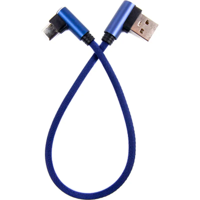 Дата кабель USB 2.0 AM to USB-C 0.25m 90° corner blue Dengos (NTK-TC-UG-SHRT-SET-BLUE)
