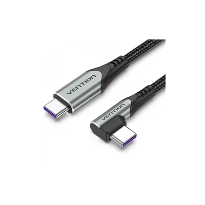 Дата кабель USB 2.0 USB-C to USB-C 1.0m 5A 90° corner aluminum gray Vention (TAKHF)