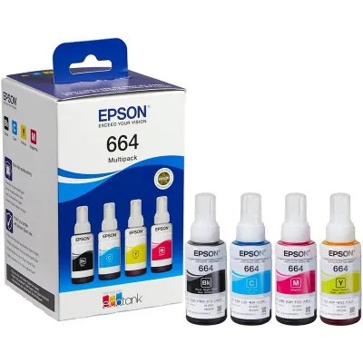 Контейнер з чорнилом Epson 664 комплект B/C/M/Y (по70мл) L100/L200 (C13T66464A)