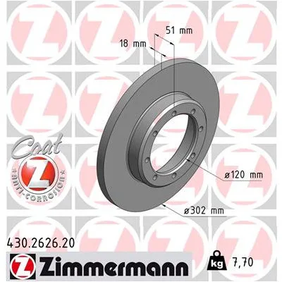 Гальмівний диск ZIMMERMANN 430.2626.20 (упаковка 2 шт)