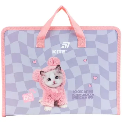 Папка - портфель Kite на блискавці A4 Studio Pets, 1 відділення (SP26-202)