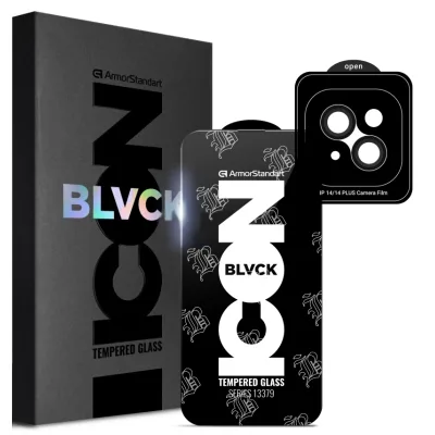 Скло захисне Armorstandart Supreme Plus Black Icon Apple iPhone 14 Plus (ARM68069)