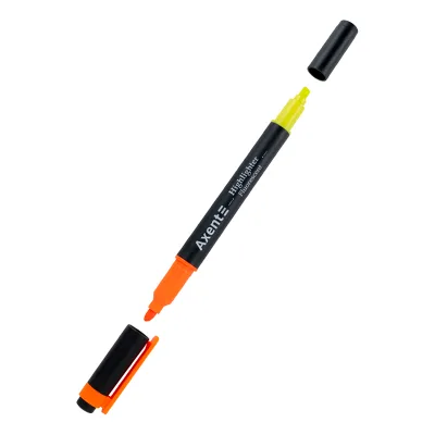 Маркер Axent Highlighter Dual 2-4 мм клиноподібний помаранчевий+жовтий (2534-12-A)