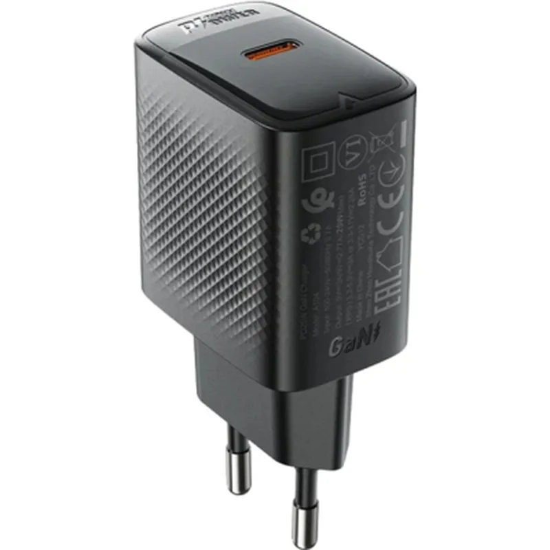 Зарядний пристрій Acefast A104 USB-C PD25W GaN Black (6974316283355)