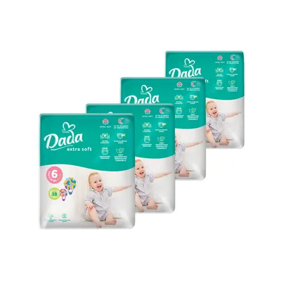 Підгузки Dada Extra Soft Extra Розмір 6 Large (16+ кг) 4 упаковки по 38 шт (152 шт) (4820174989576)