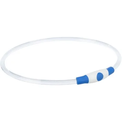 Нашийник для тварин Trixie Flash Light Ring USB мигаючий силіконовий синій L–XL 65 см/8 мм (4057589126658)