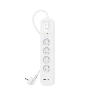 Мережевий фільтр живлення Belkin 4хТипE, 16А, USB-A/USB-C 18Вт, 2м (SRB001CA2M)