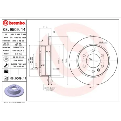 Гальмівний диск Brembo 08.9509.11