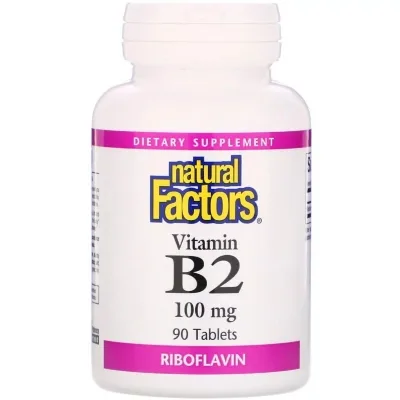 Вітамін Natural Factors Вітамін В2, Рибофлавін, 100 мг, 90 Пігулок (NFS-01215)