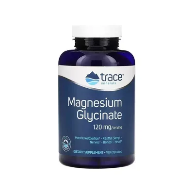Мінерали Trace Minerals Гліцинат магнію, 120 мг, Magnesium Glycinate, 180 капсул (TMR-00815)