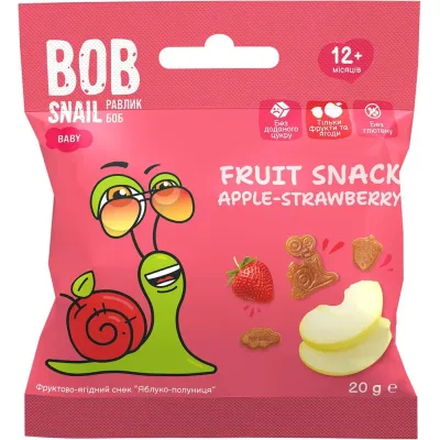 Дитячі снеки Bob Snail фруктові яблуко-полуниця 20 г (1740853)