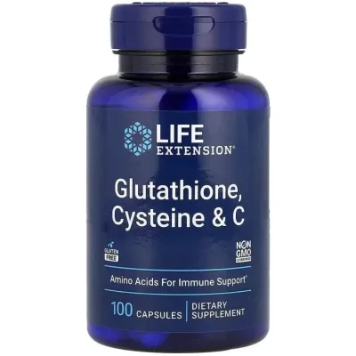 Вітамінно-мінеральний комплекс Life Extension Глутатіон, цистеїн та вітамін C, Glutathione, Cysteine & C, 100 капсул (LEX-15411)