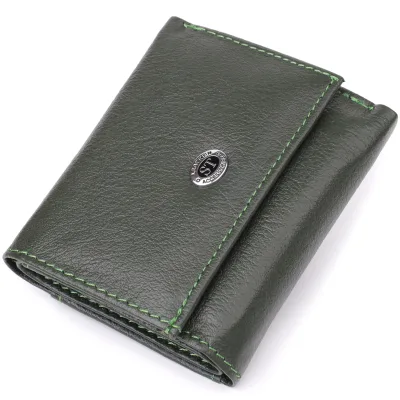 Гаманець ST Leather З натуральної шкіри Зелений (23083)
