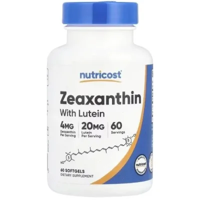 Вітамінно-мінеральний комплекс Nutricost Зеаксантин із лютеїном, Zeaxanthin with Lutein, 60 гелевих капсул (NCS57384)